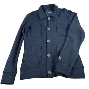 Obey Propaganda Knit Button-Up Cardigan Black Sz S Pockets Nautical Fisherman